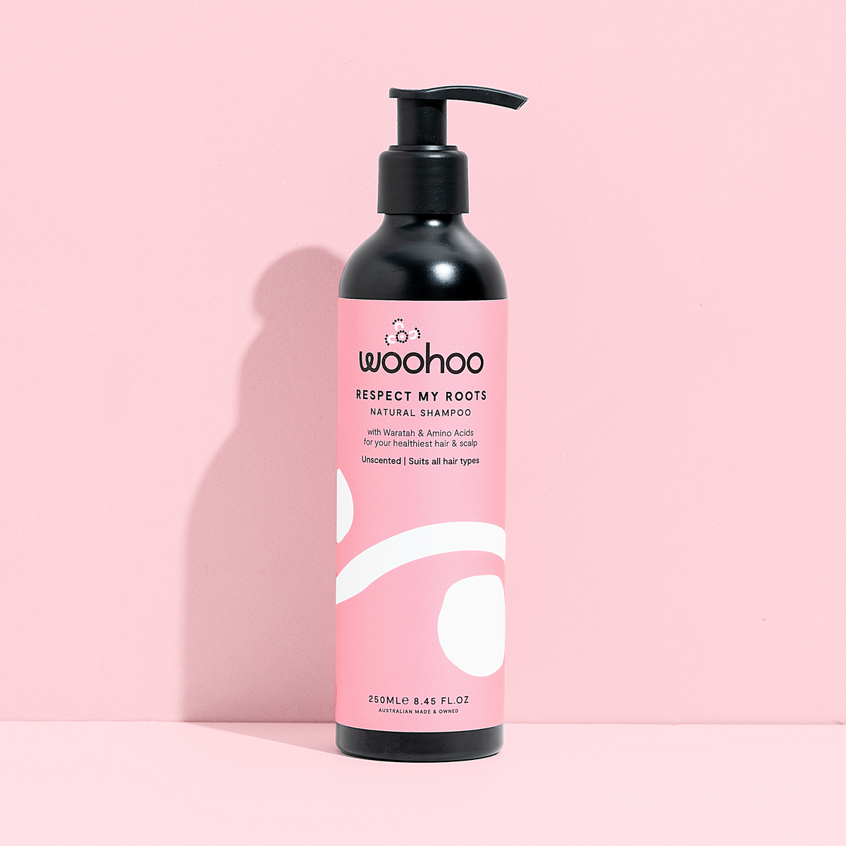Woohoo Body Respect My Roots Natural Shampoo, 250ml recyclable aluminium pump bottle - sulphate and silicone free