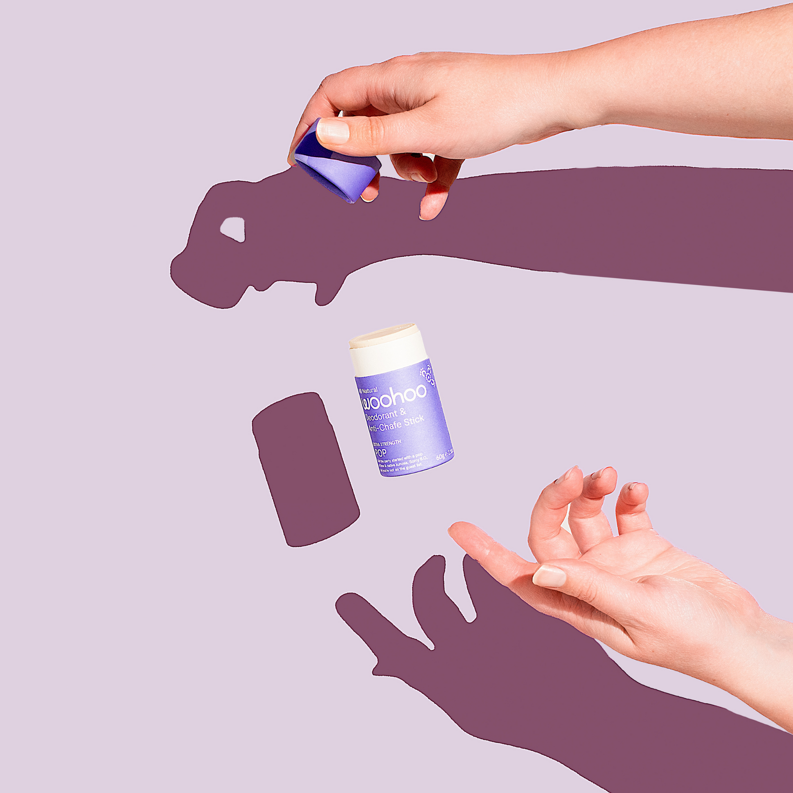 Woohoo Natural Deodorant & Anti-Chafe Stick (Pop) 60g - NEW FORMULA