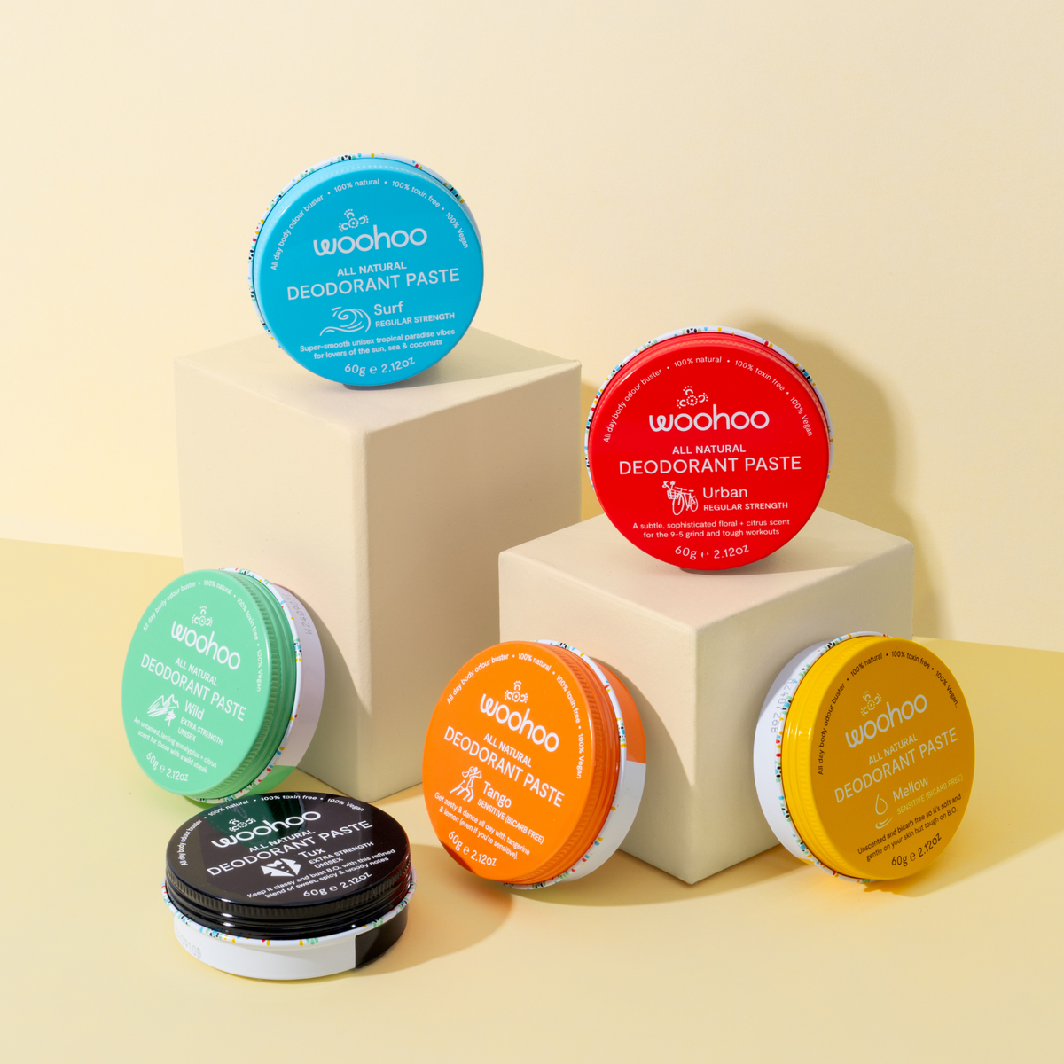 Woohoo Natural Deodorant Family Pack (6 x Pastes)